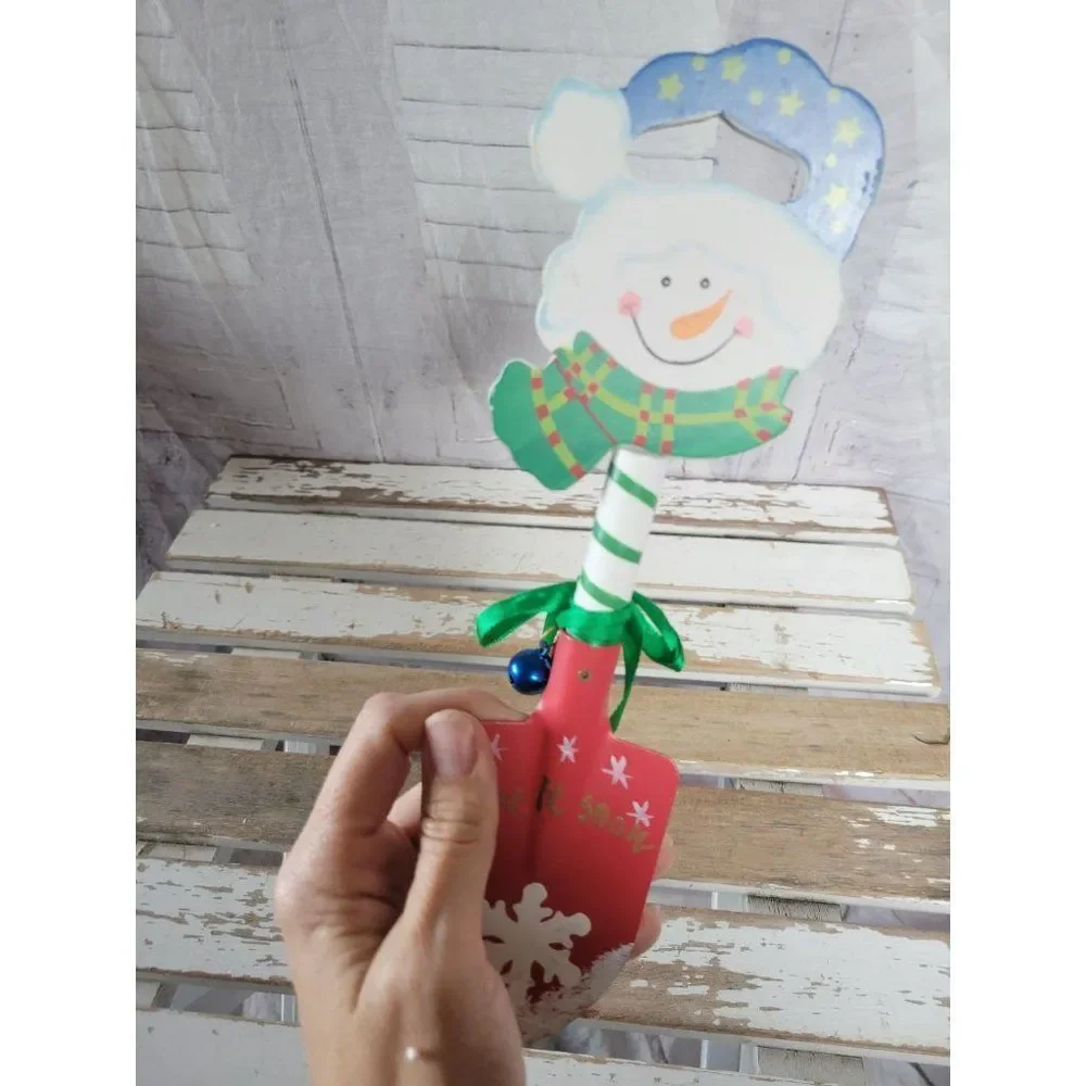 Snowman shovel snowflake country‎ folk art kitchen Xmas home decor vintage